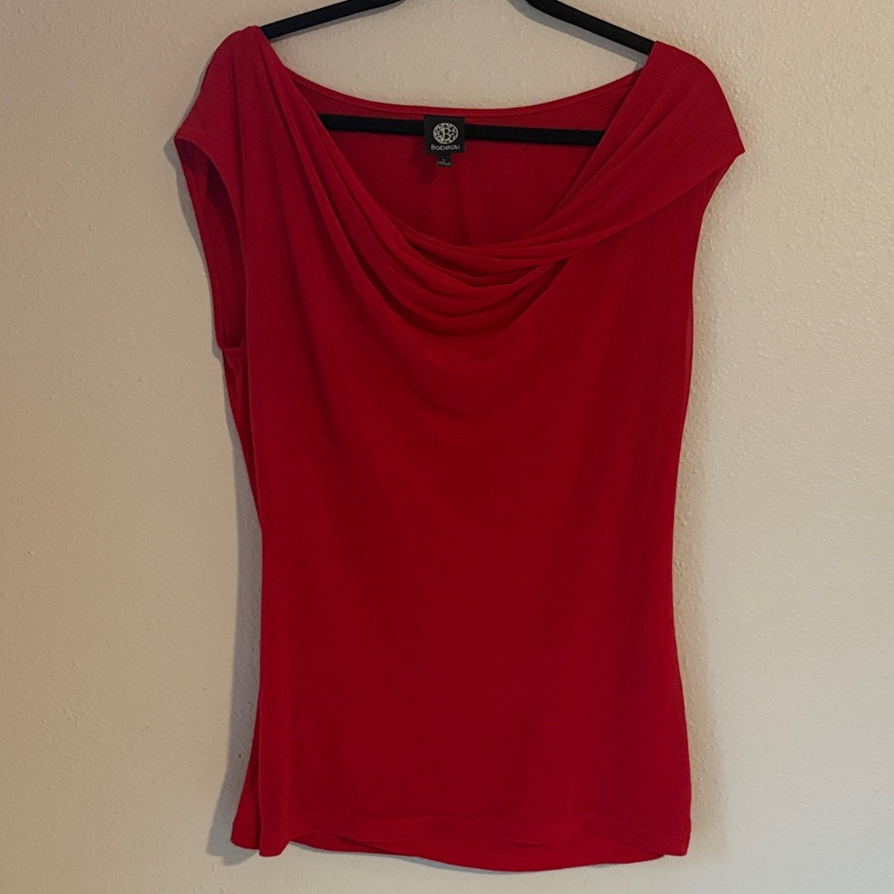 Elegant Red Drape Neck Top